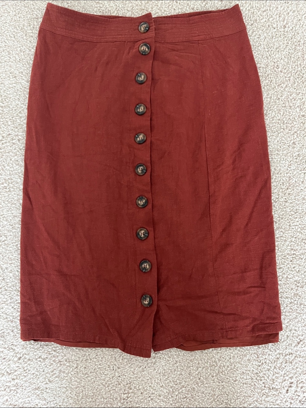 Main Street Exchange tea n rose Rust Button-Front Midi Skirt large